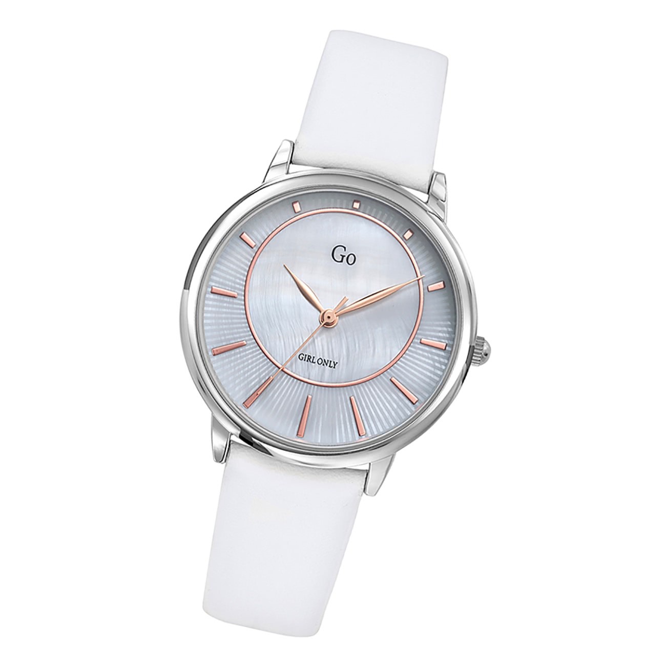 Girl Only GO Damenuhr Analog Quarzuhr mit Lederarmband weiß UGO699322