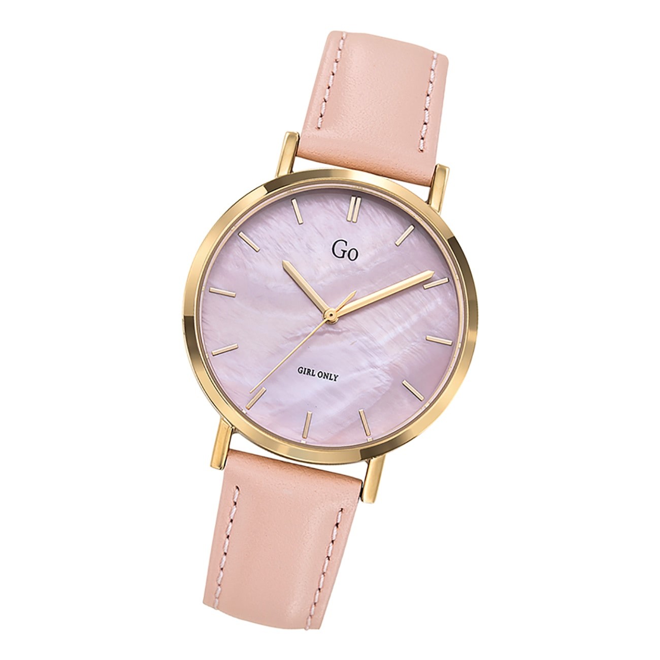 Girl Only Damen Armbanduhr GO 699335 Analog Quarz Uhr Leder rosa UGO699335