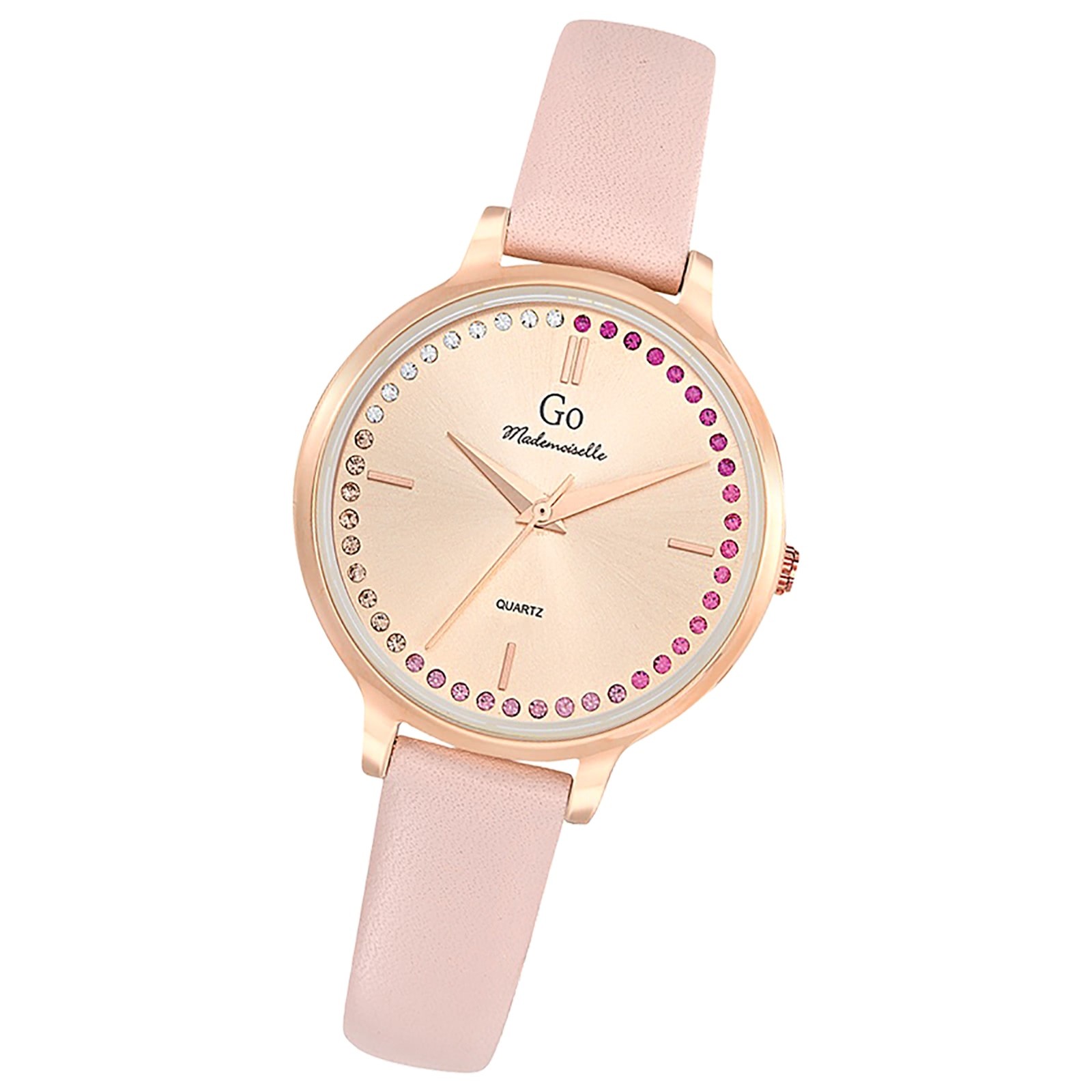 Girl Only GO Damen Armbanduhr Mademoiselle Quarz-Uhr Leder pink UGO699496