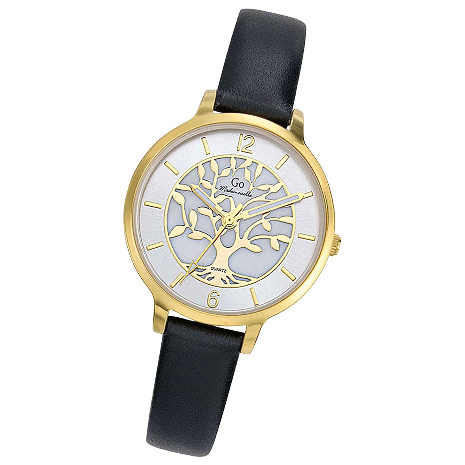 Girl Only GO Damen Armbanduhr Mademoiselle Quarz-Uhr Leder schwarz UGO699523