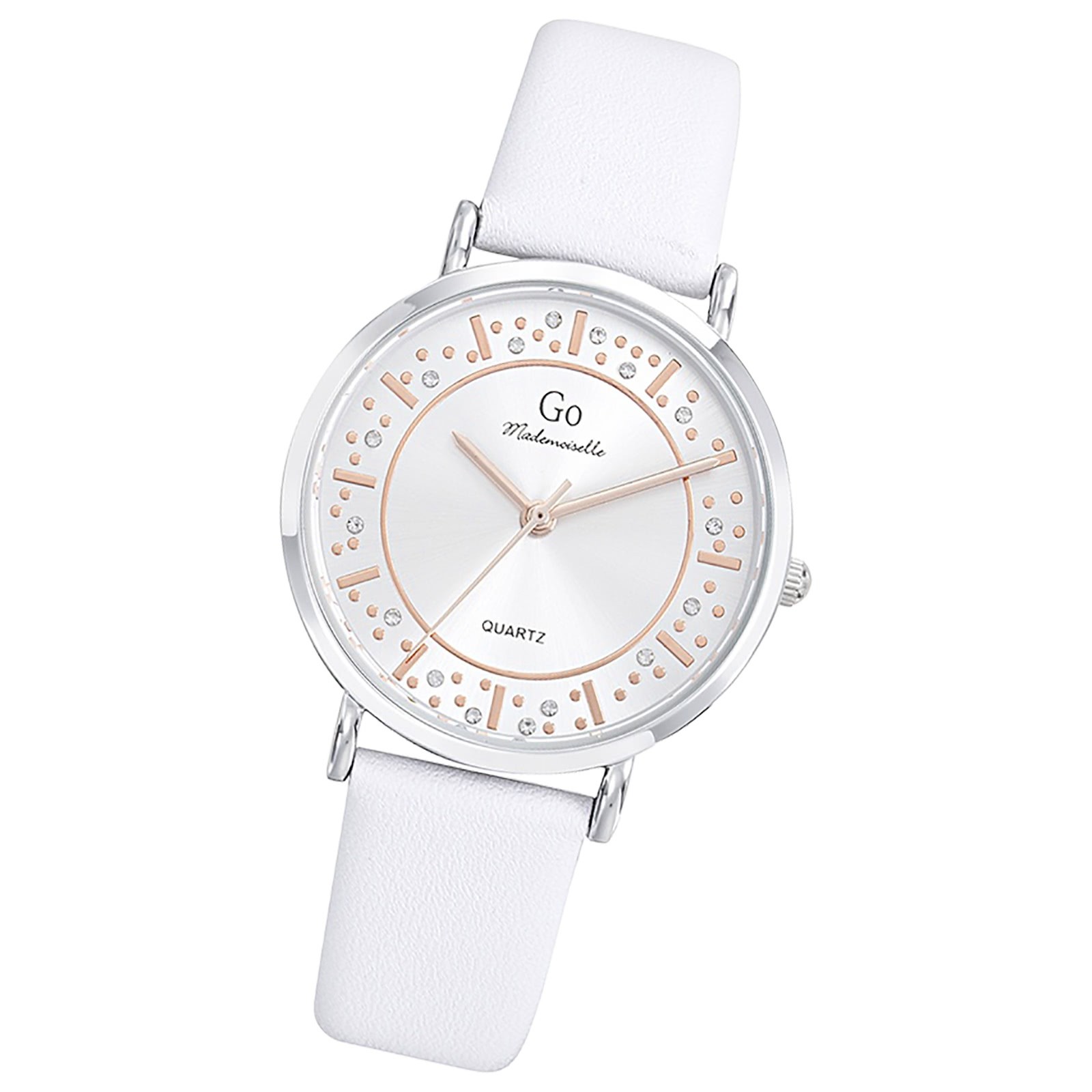 Girl Only GO Damen Armbanduhr Mademoiselle Quarz-Uhr Leder weiß UGO699529