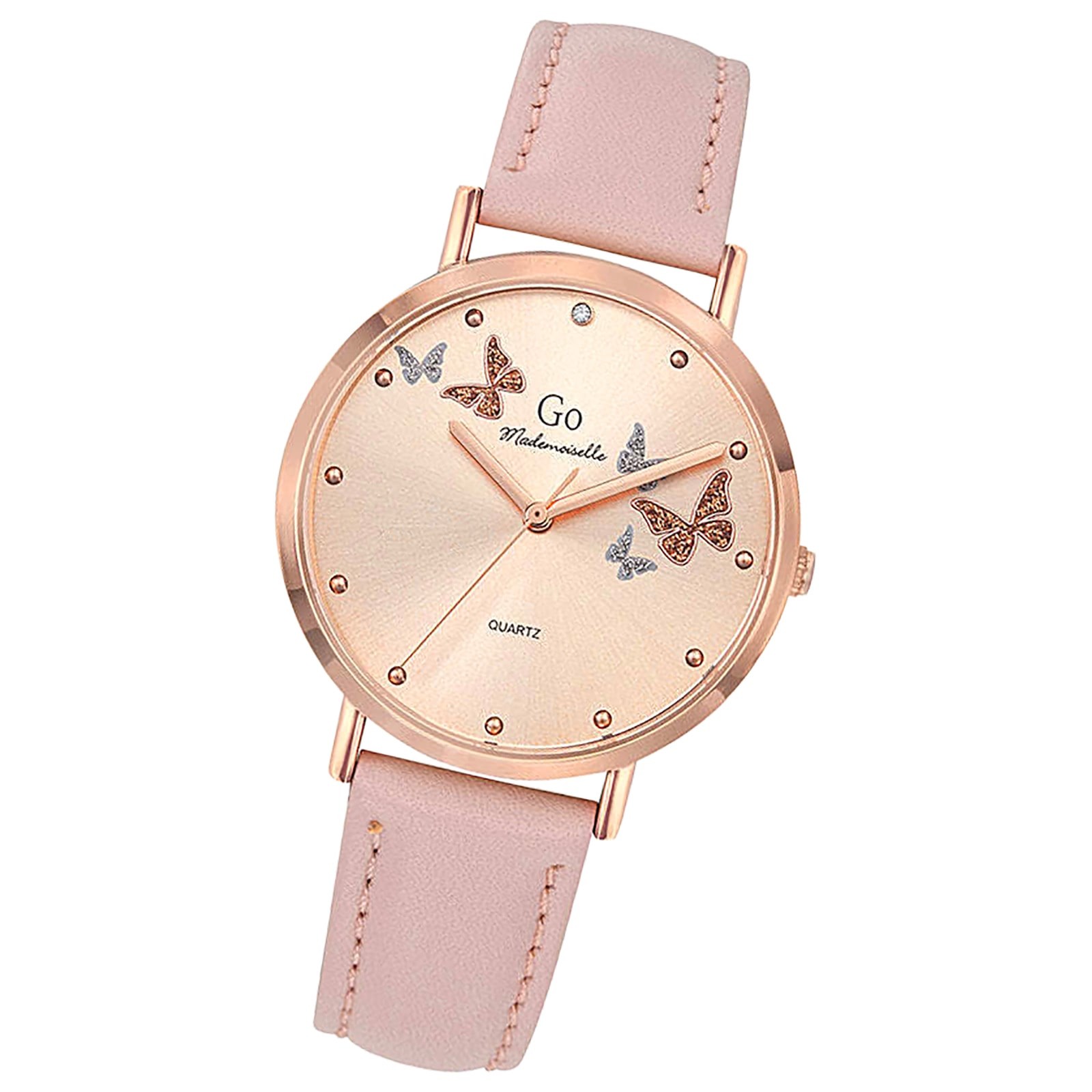Girl Only GO Damen Armbanduhr Mademoiselle Quarz-Uhr Leder rosa UGO699539