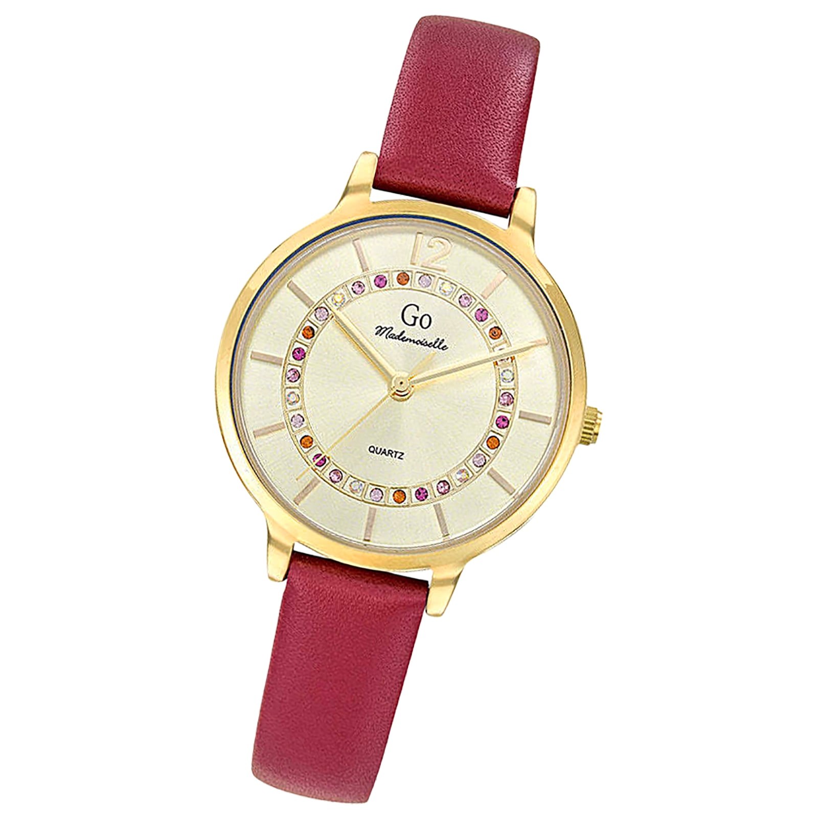 Girl Only GO Damen Armbanduhr Mademoiselle Quarz-Uhr Leder Bordeauxrot UGO699545