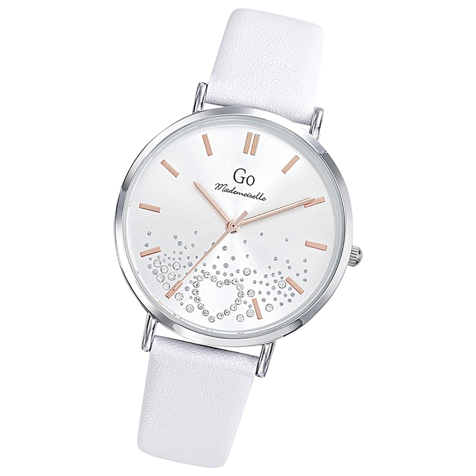 Girl Only GO Damen Armbanduhr Mademoiselle Quarz-Uhr Leder weiß UGO699606