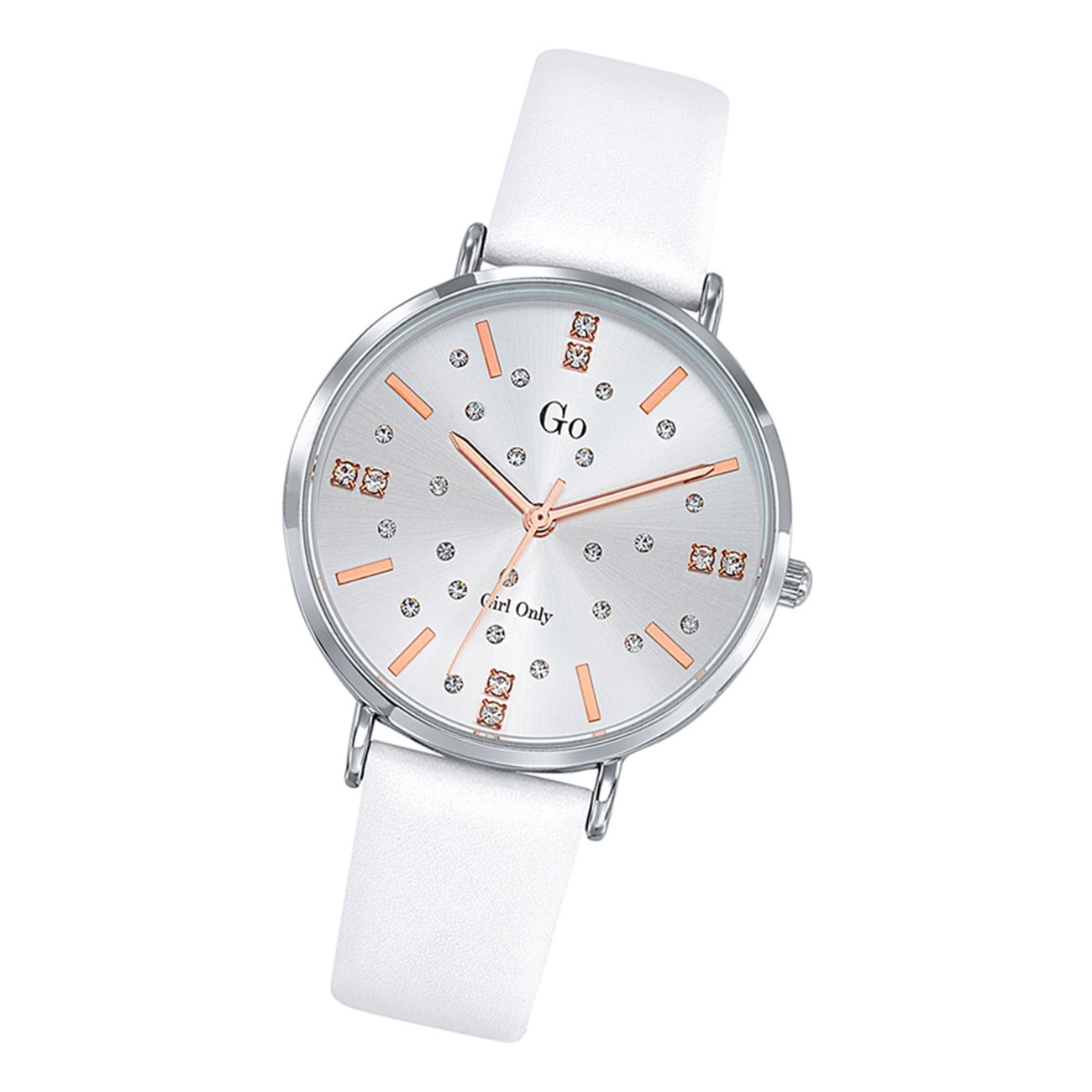 Girl Only GO Damenuhr Analog Quarzuhr mit Lederarmband weiß UGO699933