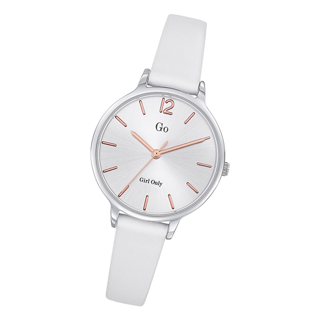 Girl Only GO Damenuhr Analog Quarzuhr mit Lederarmband weiß UGO699936