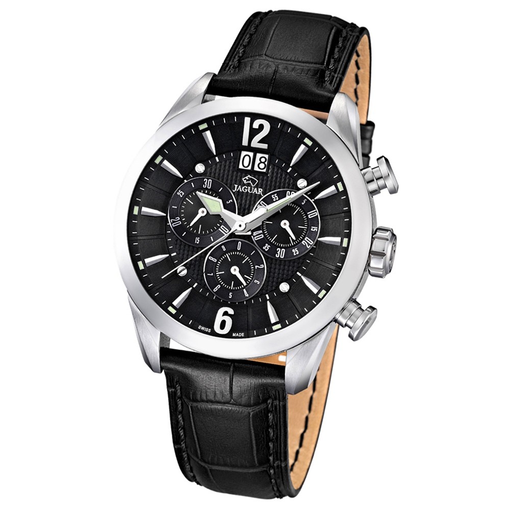 JAGUAR Herren-Armbanduhr ACM Saphirglas Quarz Leder schwarz UJ661/4