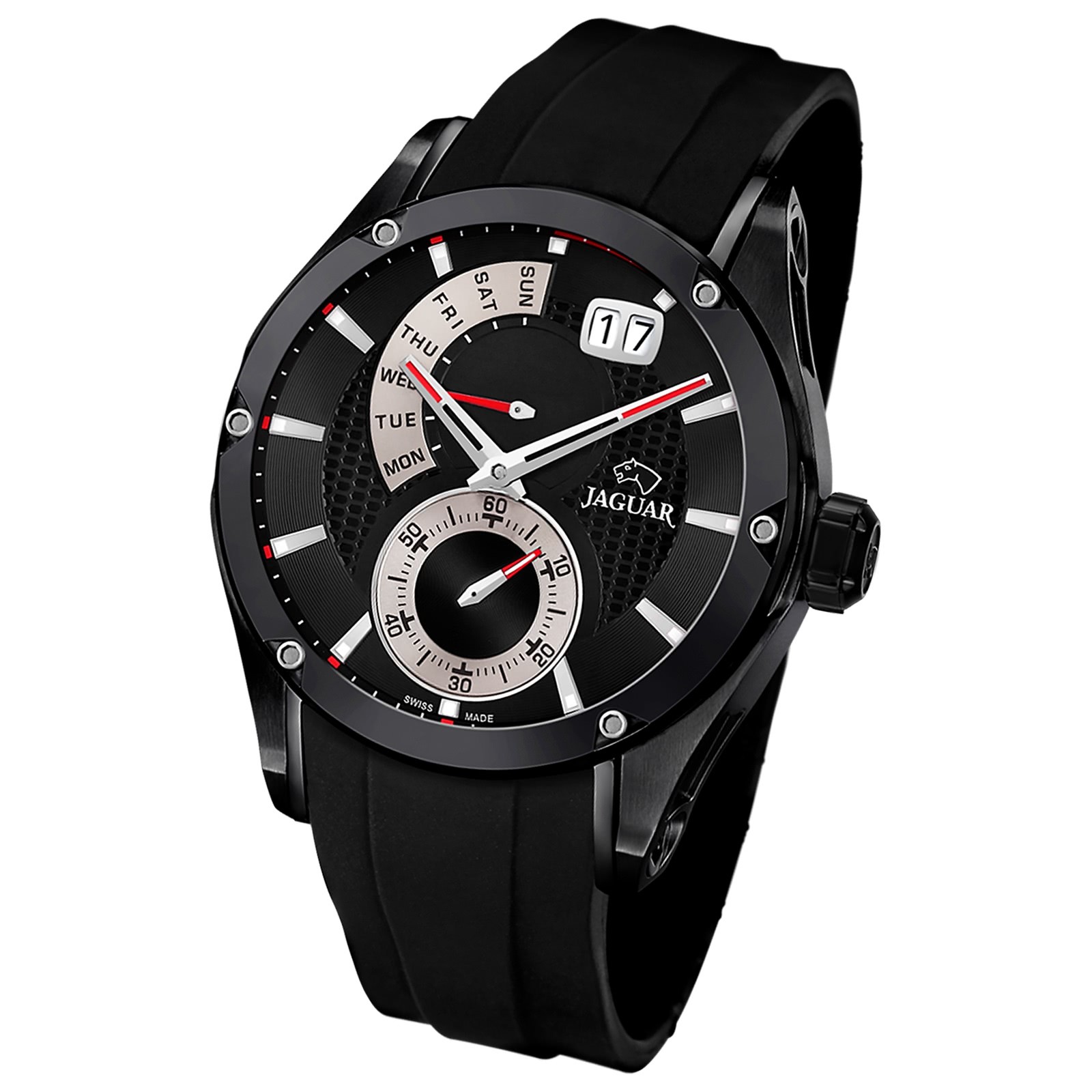 JAGUAR Herren-Armbanduhr Special Edition Saphirglas Quarz PU schwarz UJ681/2