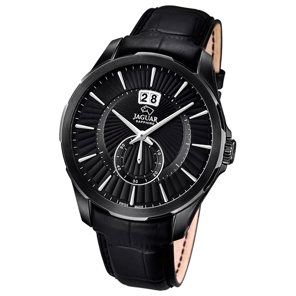 JAGUAR Herren-Armbanduhr ACM Saphirglas Quarz Leder schwarz UJ685/1