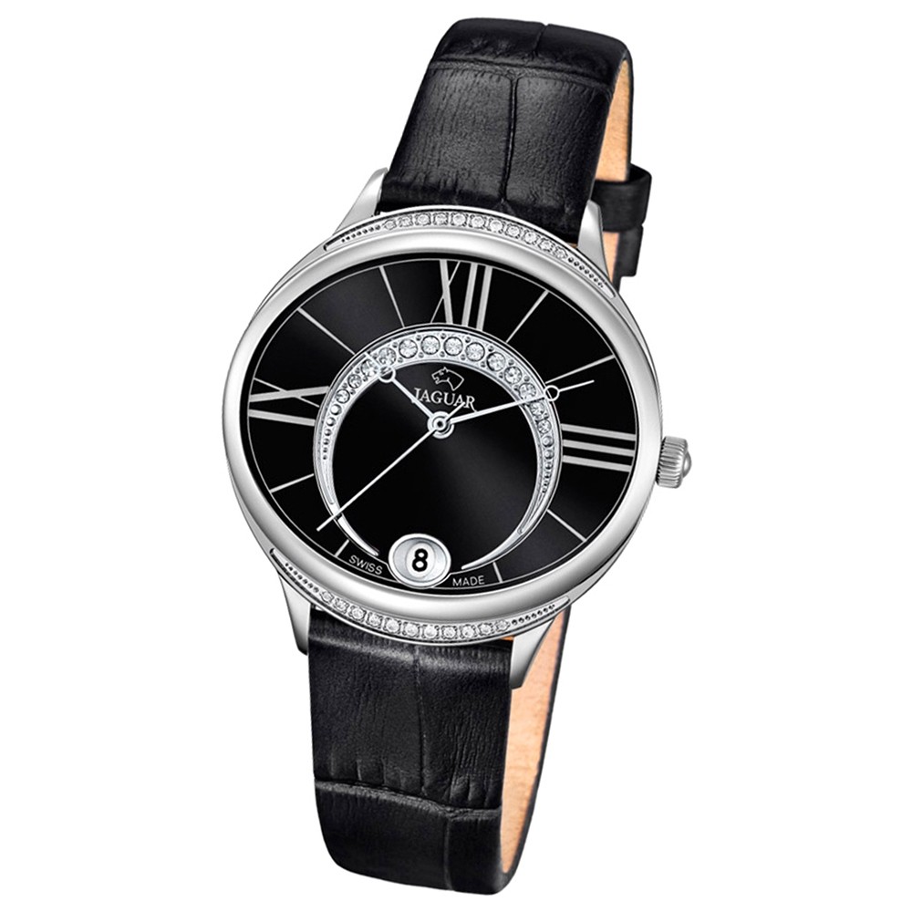 JAGUAR Damen-Armbanduhr Clair de Lune Saphirglas Quarz Leder schwarz UJ801/3