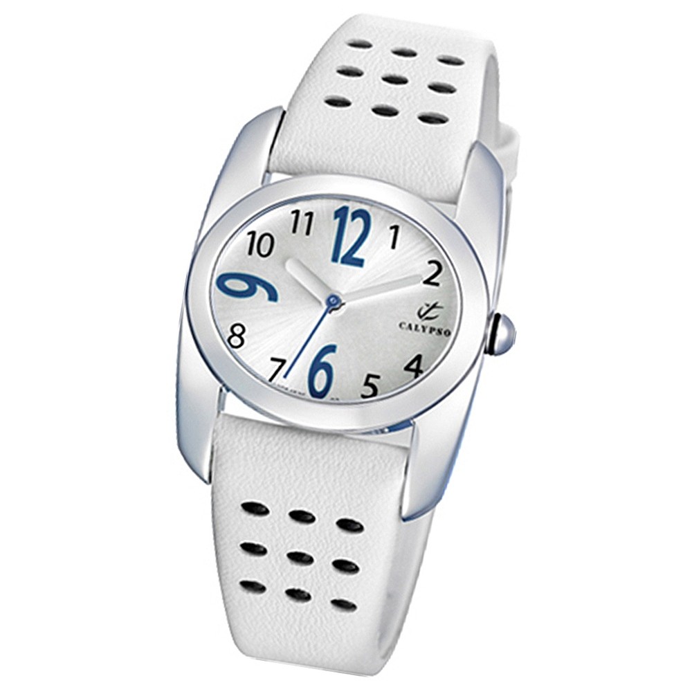 CALYPSO Damen-Armbanduhr Fashion analog Quarz-Uhr Leder weiß UK5195/1