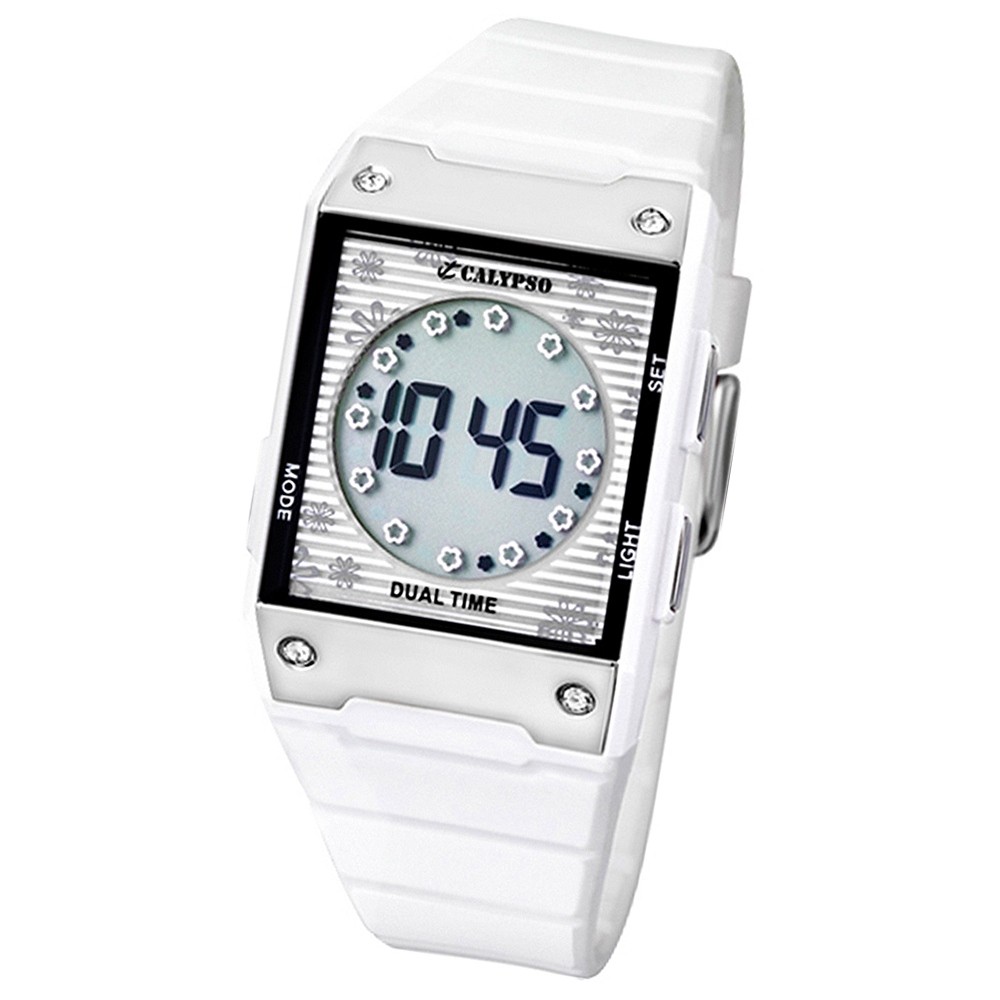 Calypso Damenuhr Armband weiß Digital Dual Time Uhren Kollektion UK5546/1