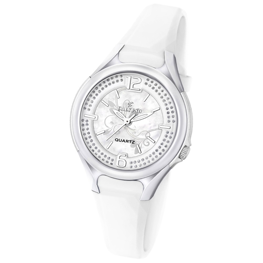 CALYPSO Damen-Armbanduhr Fashion analog Quarz-Uhr PU weiß UK5575/1