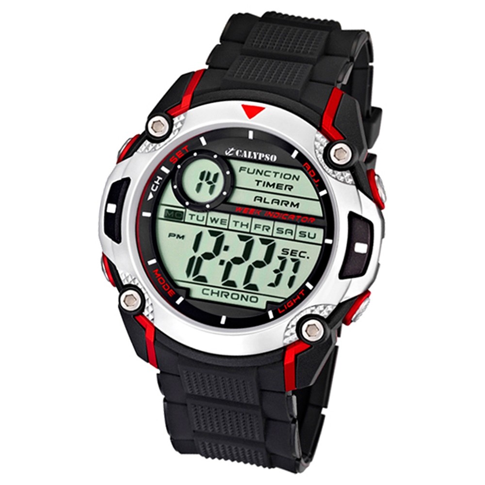 Calypso Herrenchrono schwarz-rot Digital Uhren Kollektion UK5577/4