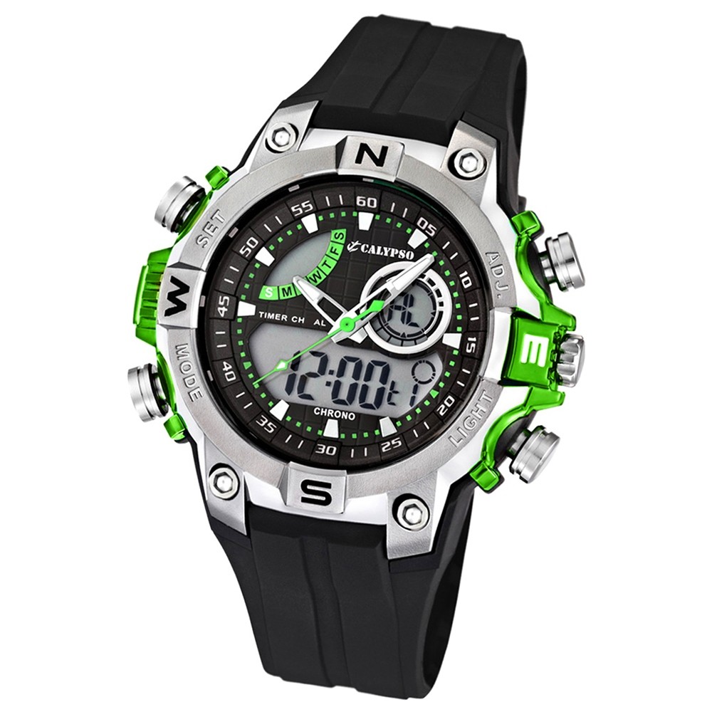 Calypso Herrenfunktionsuhr schwarz/grün Uhren Kollektion UK5586/3