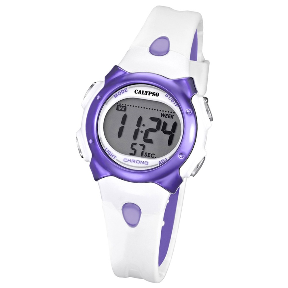 CALYPSO Damen-Armbanduhr Fashion Chronograph Quarz-Uhr PU weiß lila UK5609/2