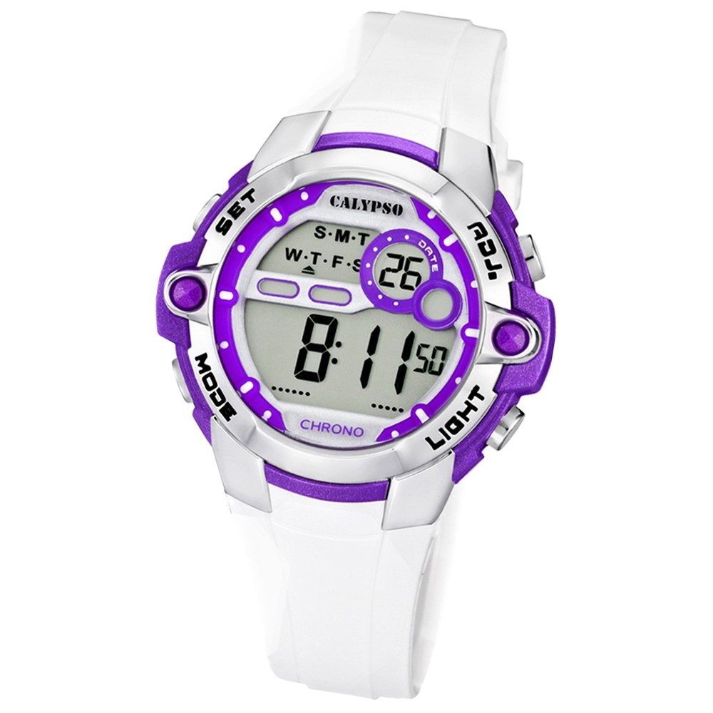 CALYPSO Damen Herren-Armbanduhr Sport Chronograph Quarz-Uhr PU weiß UK5617/3