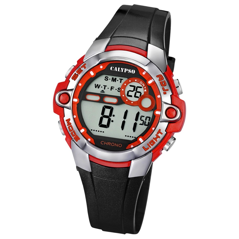 CALYPSO Damen Herren-Armbanduhr Sport Funktinsuhr Quarz-Uhr PU schwarz UK5617/5