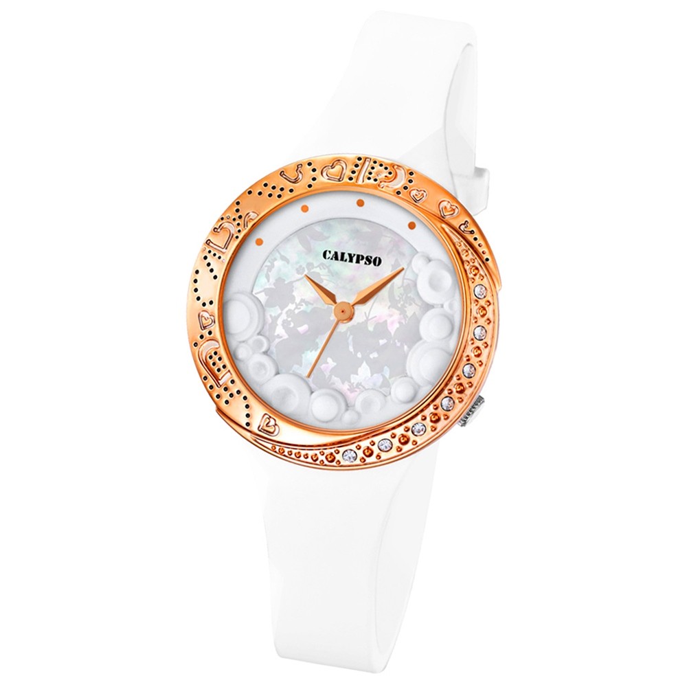 CALYPSO Damen-Armbanduhr Fashion analog Quarz-Uhr PU weiß UK5641/3