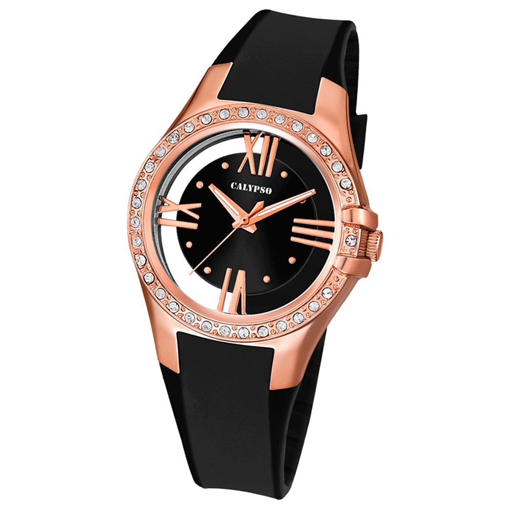 Calypso Damen-Armbanduhr Trendy analog Quarz PU schwarz UK5680/4