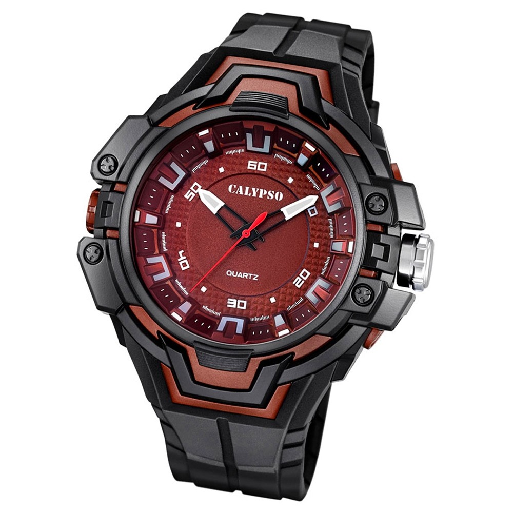 CALYPSO Herren-Armbanduhr Sport analog Quarz-Uhr PU schwarz UK5687/6