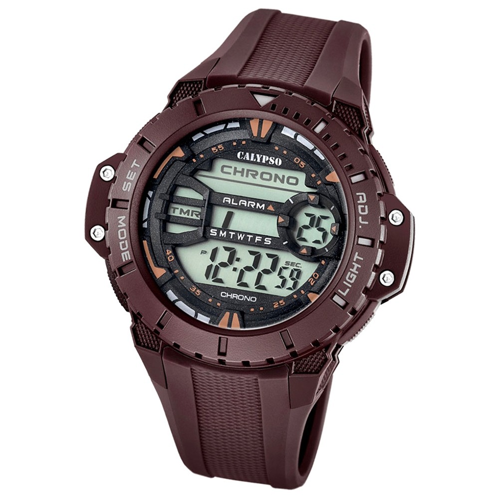 CALYPSO Herren-Armbanduhr Sport Chronograph Quarz-Uhr PU braun UK5689/3