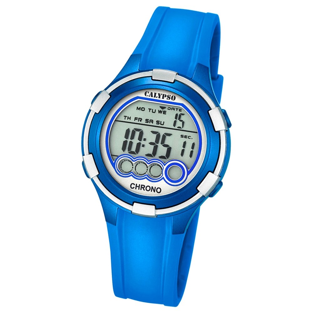 CALYPSO Damen-Armbanduhr Sport Chronograph Quarz-Uhr PU blau UK5692/4