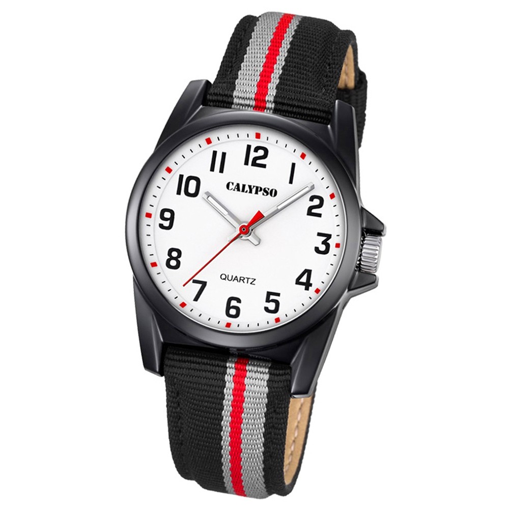 Calypso Kinder-Armbanduhr Junior analog Quarz Leder Textil schwarz grau UK5707/8