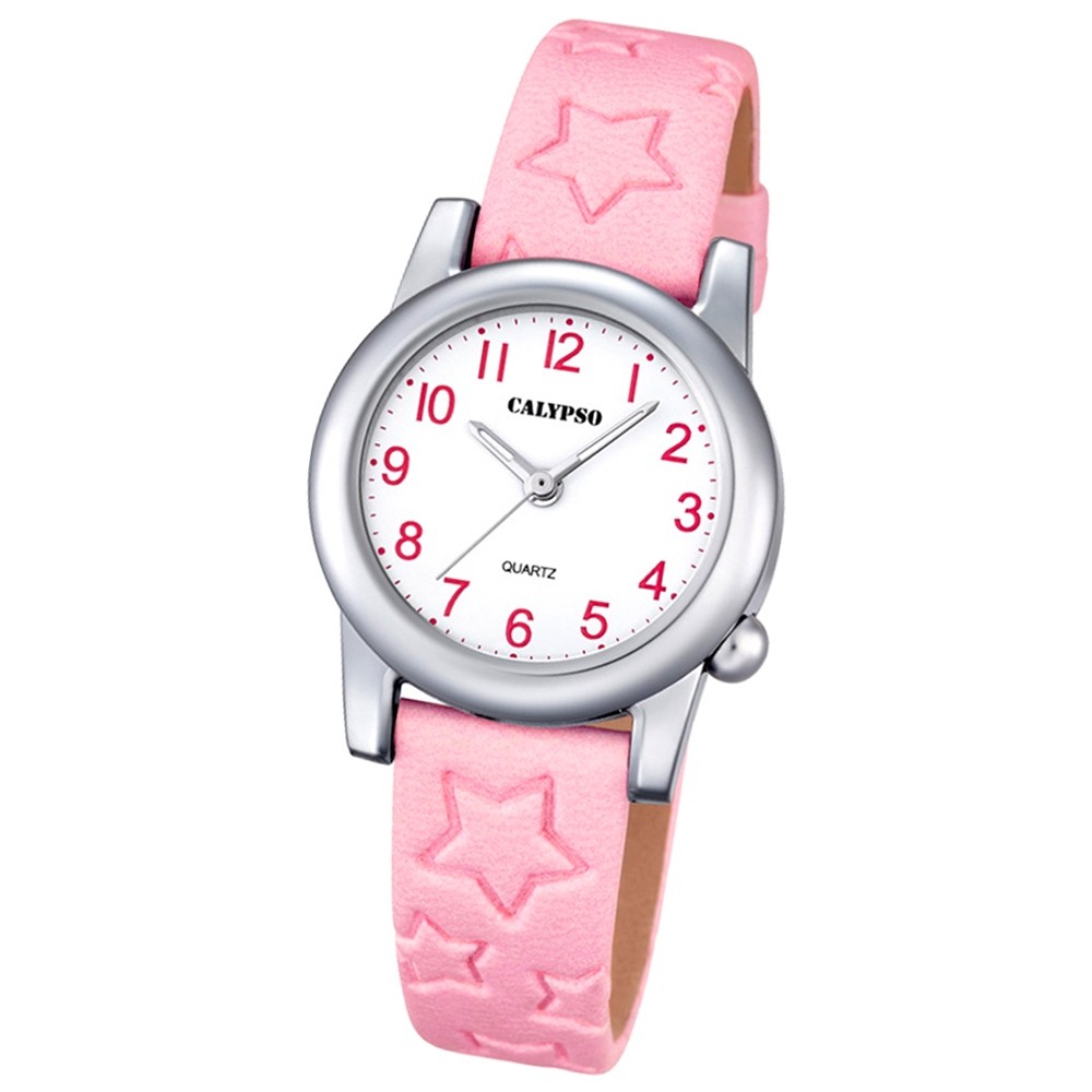 Calypso Kinder-Uhr Sterne Junior Collection analog Quarz Leder rosa UK5708/2