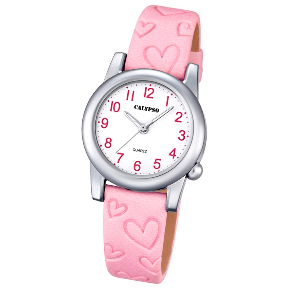 Calypso Kinder-Uhr Herzen Junior Collection analog Quarz Leder rosa UK5709/2