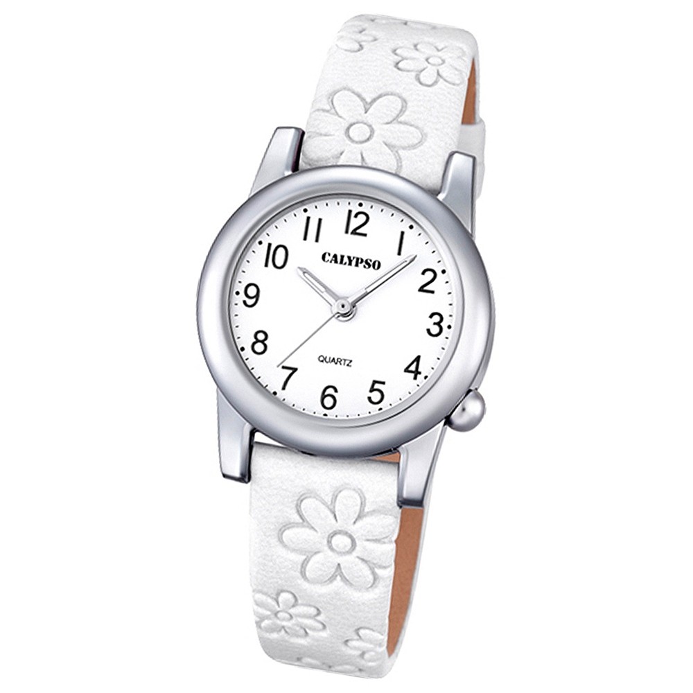 Calypso Kinder-Uhr Blume Junior Collection analog Quarz Leder weiß UK5710/1