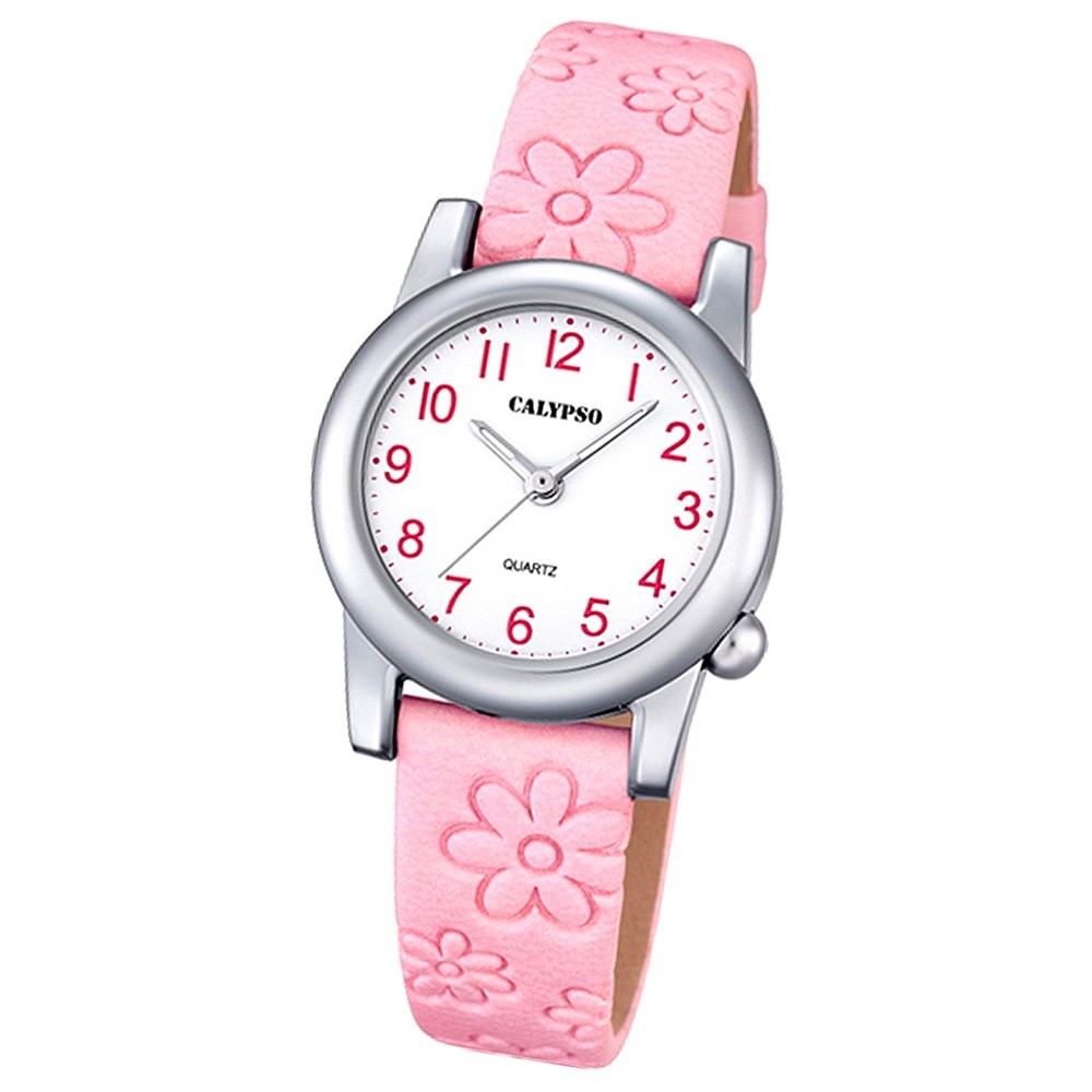Calypso Kinder-Uhr Blume Junior Collection analog Quarz Leder rosa UK5710/2