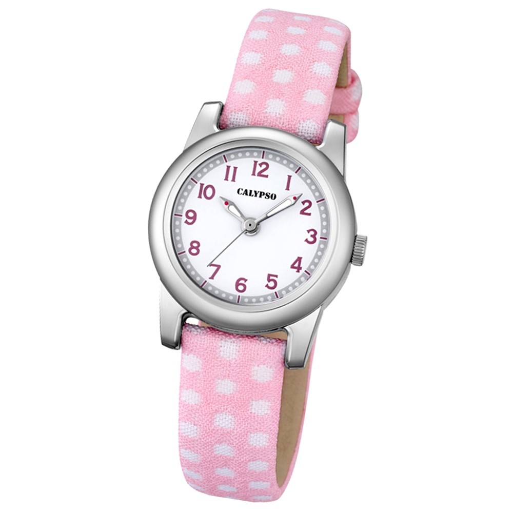 Calypso Kinder-Uhr Dots Punkte Junior analog Quarz Leder rosa Jugenduhr UK5713/2