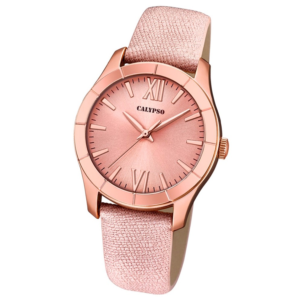 Calypso Damen-Armbanduhr Trendy analog Quarz Leder Textil rosé UK5718/2