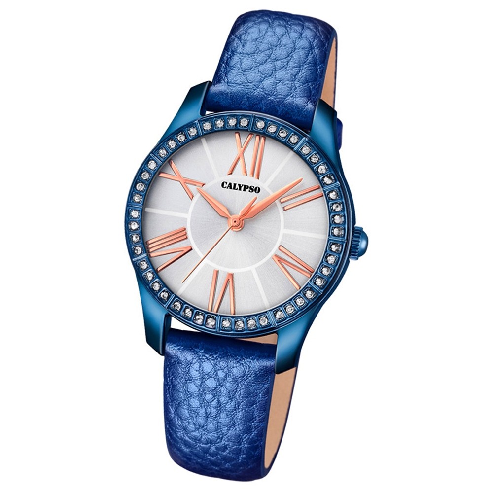 Calypso Damen-Armbanduhr Trendy analog Quarz Leder blau UK5719/2
