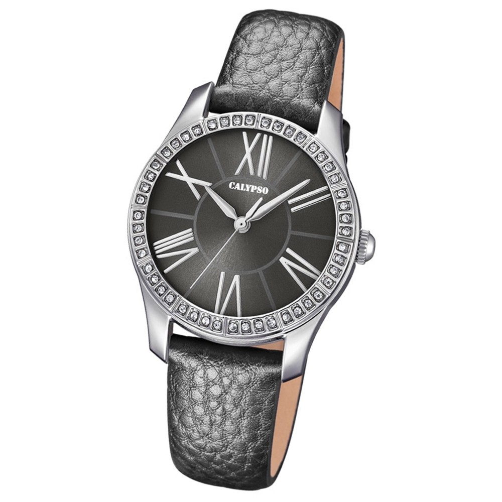 Calypso Damen-Armbanduhr Trendy analog Quarz Leder grau UK5719/4