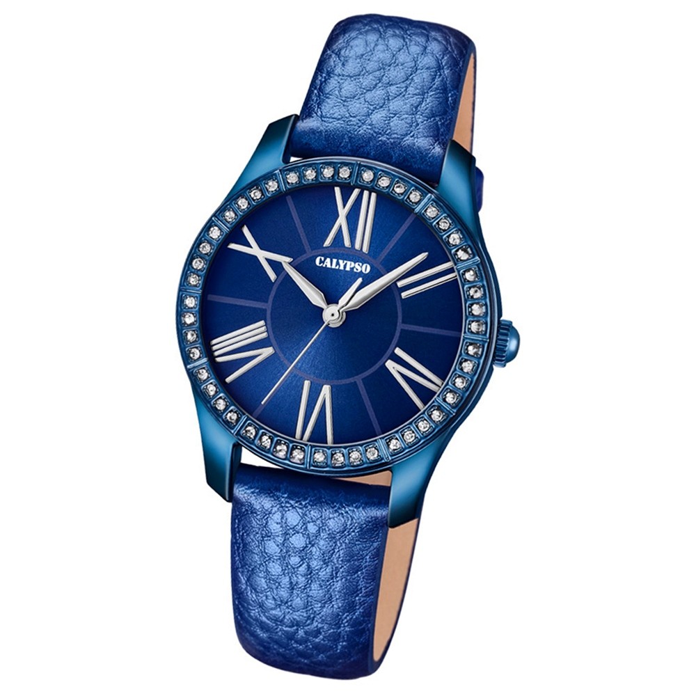 Calypso Damen-Armbanduhr Trendy analog Quarz Leder blau UK5719/5