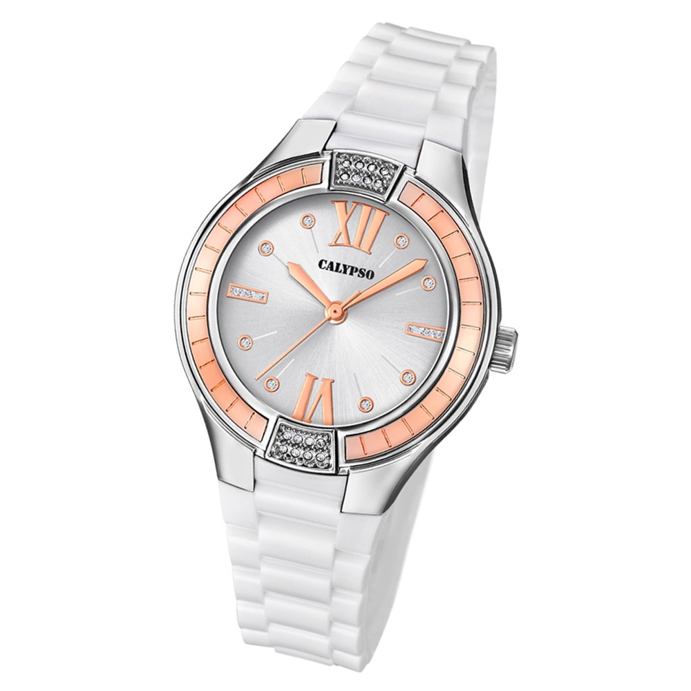 Calypso Damen Armbanduhr Trendy K5720/1 Quarz-Uhr PU weiß UK5720/1