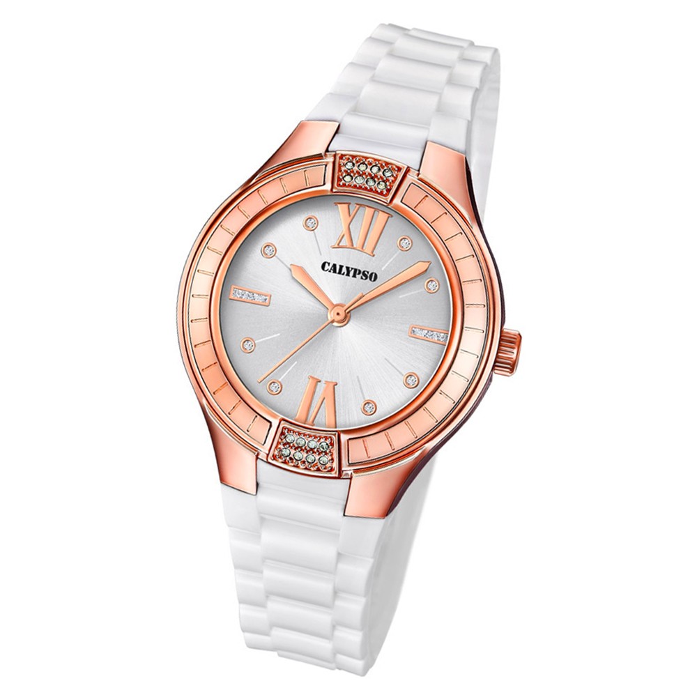 Calypso Damen Armbanduhr Trendy K5720/2 Quarz-Uhr PU weiß UK5720/2