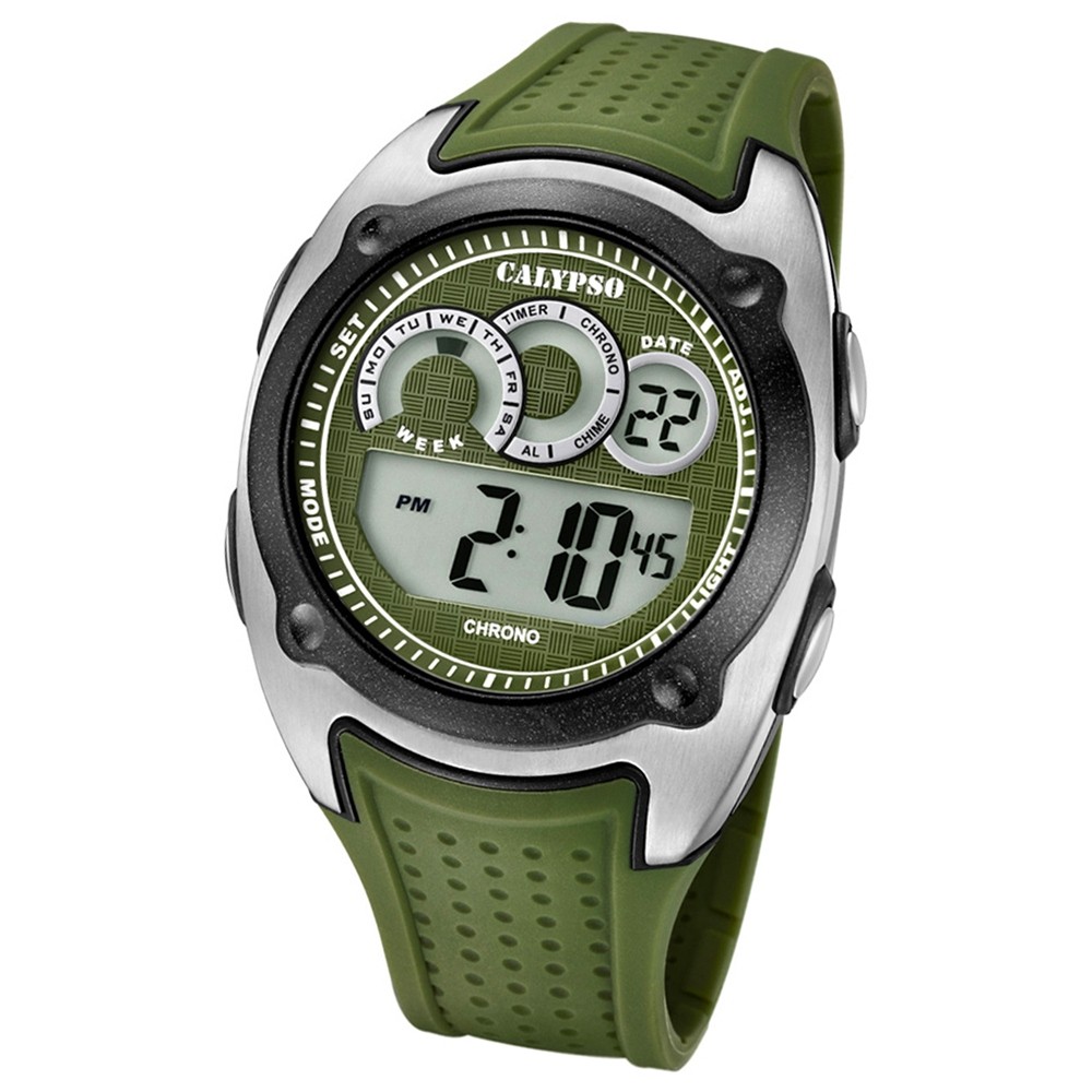 Calypso Armbanduhr Herren Digital for Man K5722/2 Quarzuhr PU grün UK5722/2