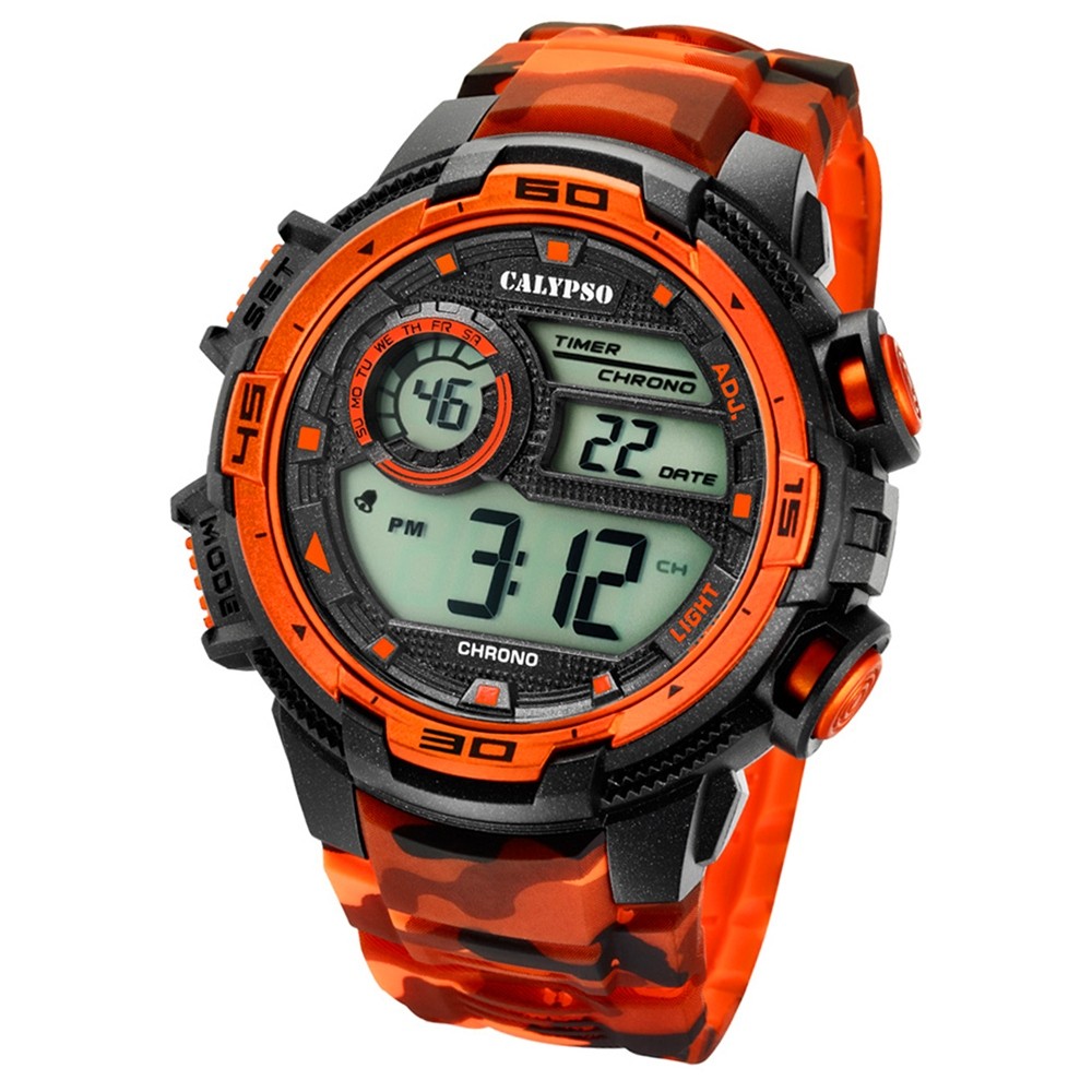 Calypso Herrenuhr Digital for Man K5723/5 Quarzuhr schwarz orange UK5723/5