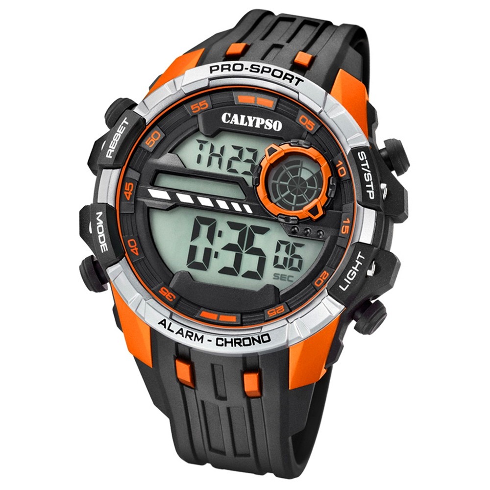 Calypso Armbanduhr Herren K5729/2 Quarzuhr PU schwarz orange UK5729/2