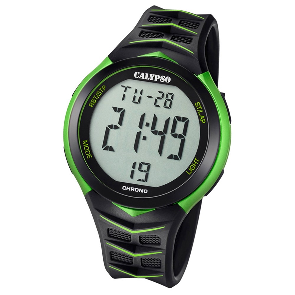 Calypso Armbanduhr Herren Digital for Man K5730/4 Quarz PU schwarz grün UK5730/4