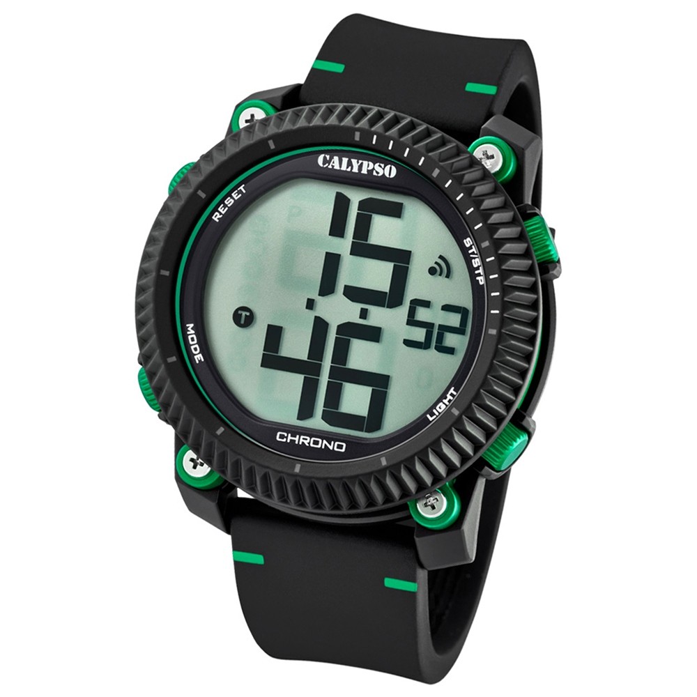 Calypso Armbanduhr Herren Digital for Man K5731/4 Quarz PU schwarz grün UK5731/4
