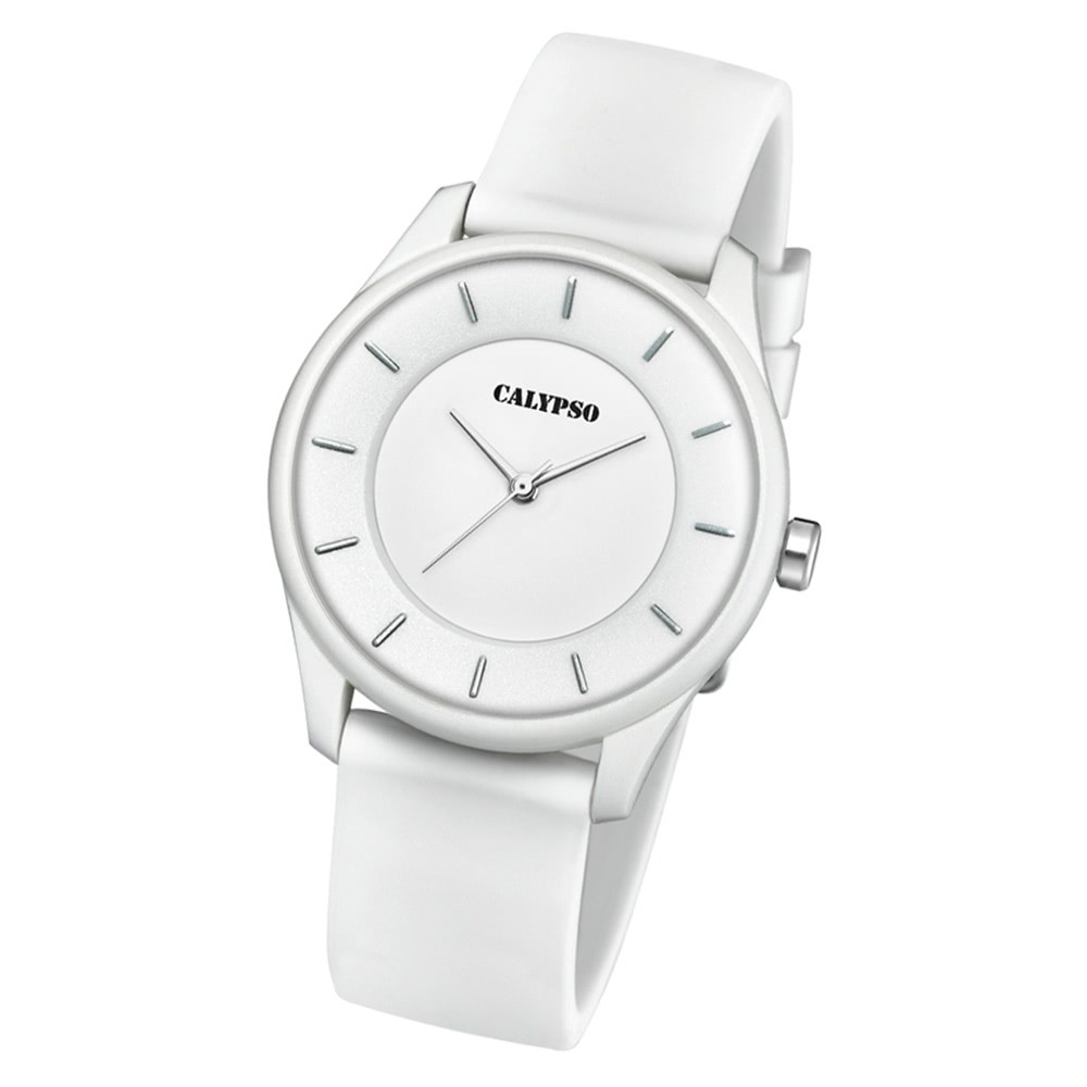 Calypso Damen Armbanduhr Sweet Time K5733/1 Quarz-Uhr PU weiß UK5733/1