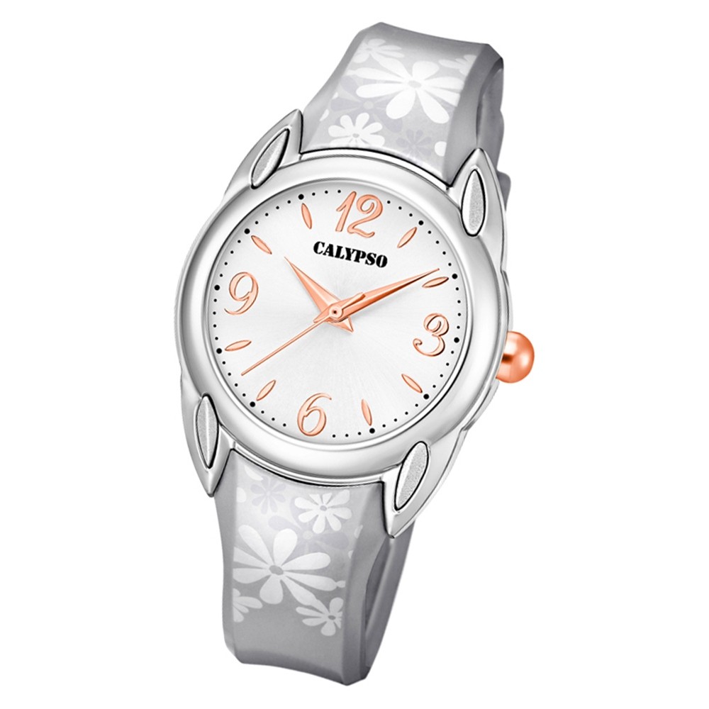 Calypso Kinder Armbanduhr Trendy K5734/4 Quarz-Uhr PU silber weiß UK5734/4