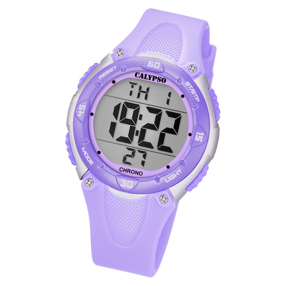 Calypso Kinder Armbanduhr Digital Crush K5741/3 Quarz-Uhr PU lila UK5741/3