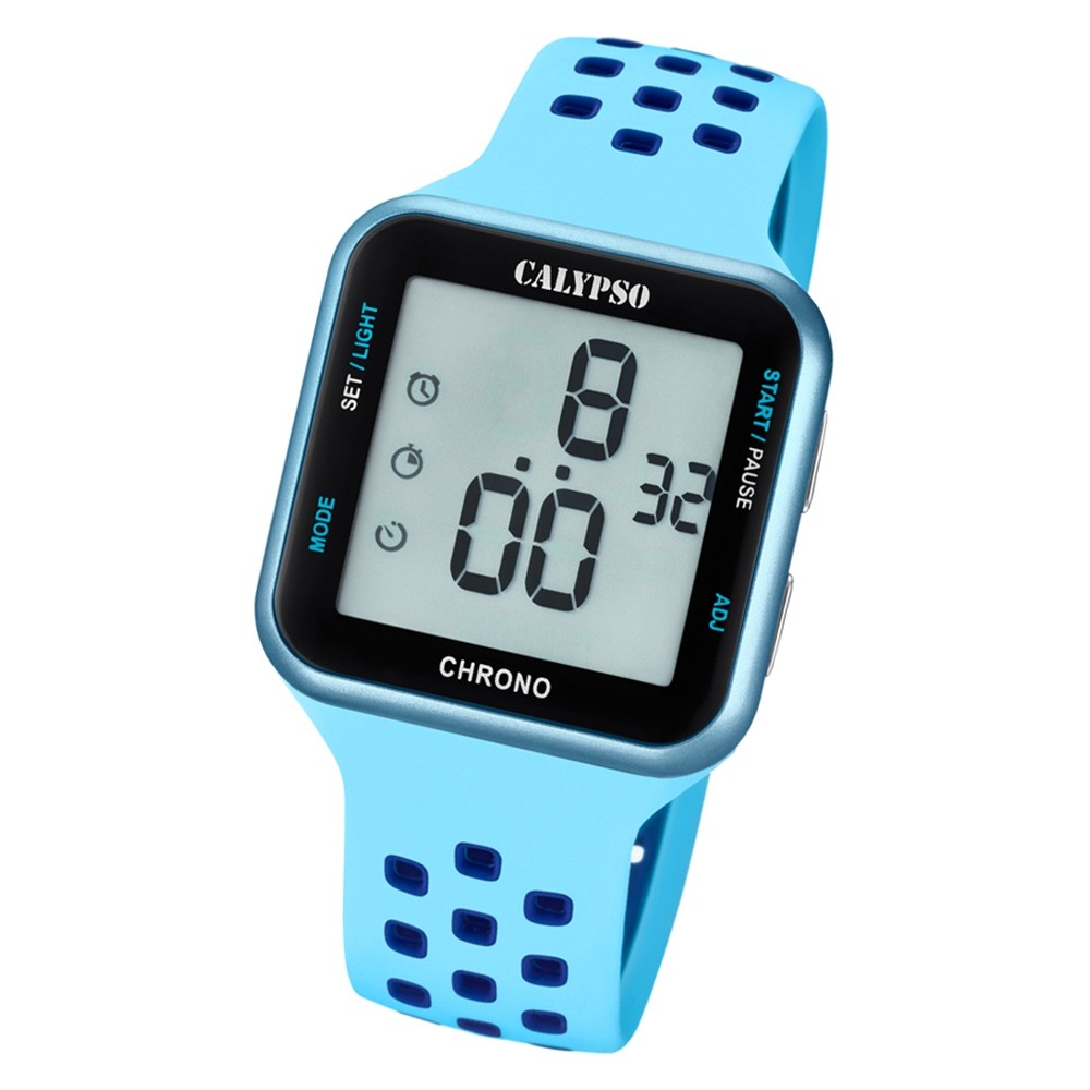 Calypso Unisex Armbanduhr Color Splash K5748/3 Quarz-Uhr PU hellblau UK5748/3