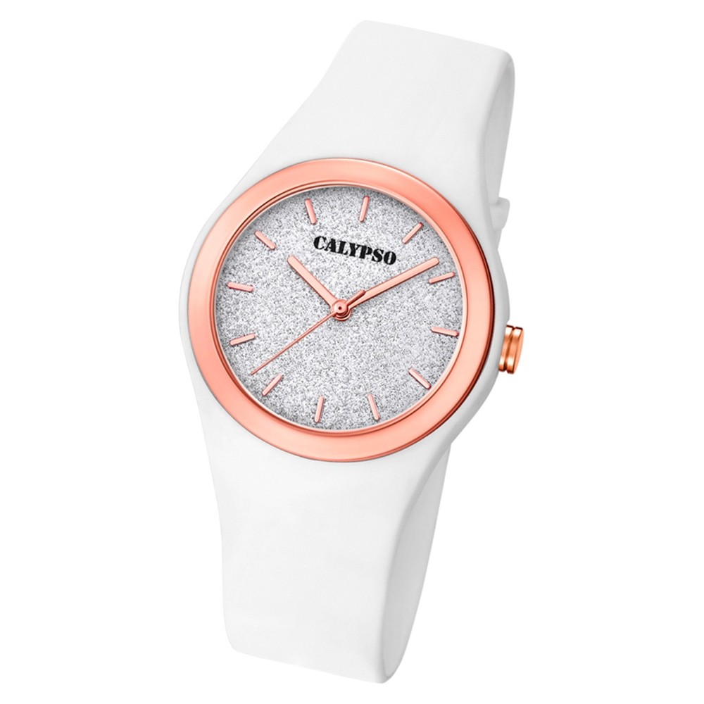 Calypso Damen Armbanduhr Trendy K5755/1 Quarzwerk-Uhr PU weiß UK5755/1