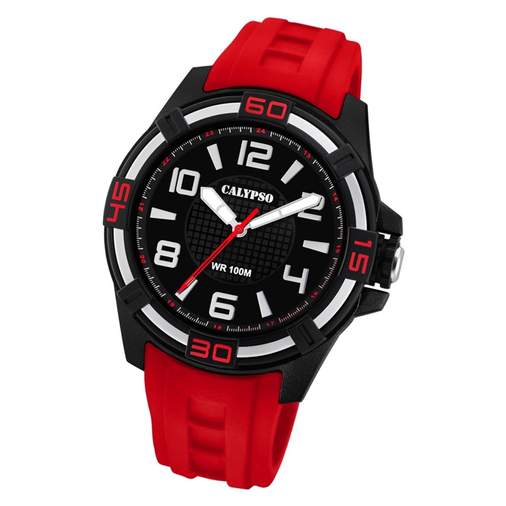 Calypso Herren Armbanduhr Street Style K5760/3 Quarz-Uhr PU rot UK5760/3